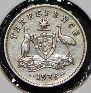 Australia 1935 3 Pence Kangaroo animal Emu  191346 combine shipping