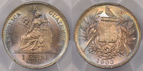 Guatemala 1900 Real PCGS MS 66 stunning color Only 2 Higher PC1328 combine