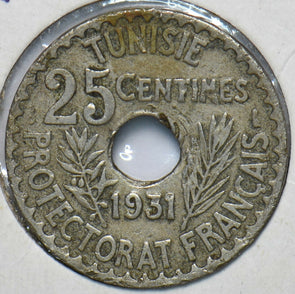 Tunisia 1931 AH 1350 25 Centimes 150728 combine shipping