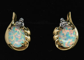 10K Gold Oval Opal Earrings EG0010