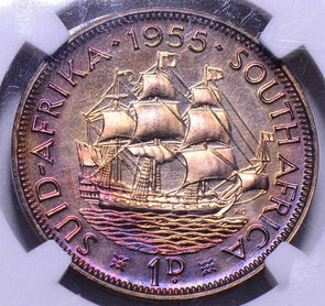 South Africa 1955  Penny NGC PF 65RB Proof nice toning! combine shipping NG0113