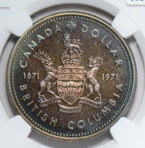 NG0187 Canada 1971 Dollar NGC SP 67 british columbia beautiful green toning ton