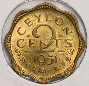 Ceylon 1951 2 Cents 199058 combine shipping