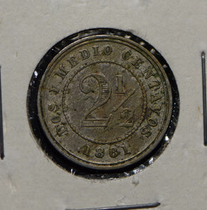 Colombia 1881 2 1/2 Centavos  290285 combine shipping