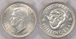 Australia 1941 M Shilling Ram animal PCGS MS 62 PI0124 combine shipping
