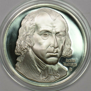 1980 's Medal Proof James Madison in capsule 1.2oz pure silver Franklin Mint BU