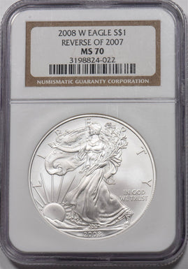 2008-W Silver Eagle Reverse Of 2007 NGC MS70 NG1785