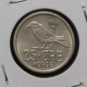Norway 1966 25 Ore Siberian Tit animal  900821 combine shipping