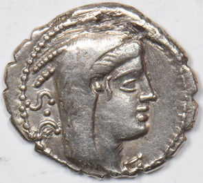 Roman Empire 80 BC Denarius L. Prociuus Head Of Juno, XF, Silver horse R0177 com