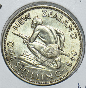 New Zealand 1940 Shilling Silver 491502 combine shipping