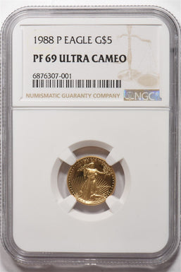 1988-P $5 1/10oz Gold Eagle PROOF NGC PF69 UC NG1810