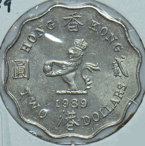 Hong Kong 1989 2 Dollars Lion animal  290486 combine shipping