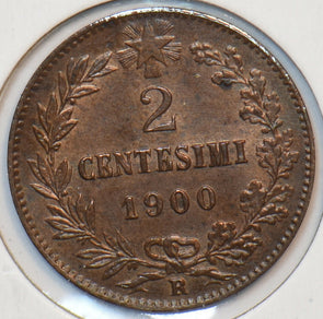 Italy 1900 R 2 Centesimi lustrous BU 490848 combine shipping