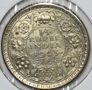 British India 1943 1/4 Rupee 295873 combine shipping