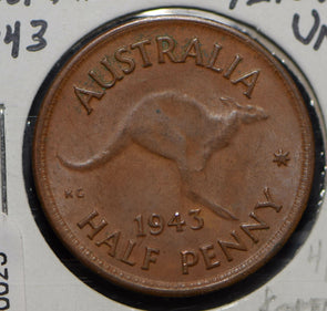 Australia 1943 1/2 Half Penny  900025 combine shipping