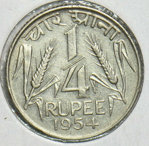 India Republic 1954 1/4 Rupee 0 904388 combine shipping