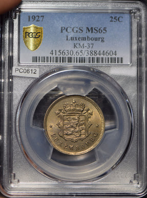 Luxembourg 1927 25 Centimes PCGS MS65 KM-37 PC0612 combine shipping