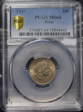 Peru 1937 10 Centavos PCGS MS64 PC0700 combine shipping