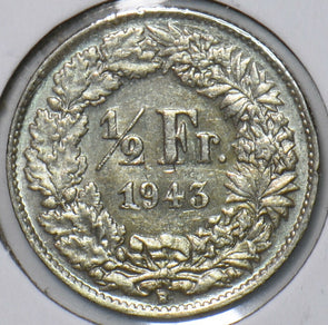 Switzerland 1943 1/2 Franc 194582 combine shipping