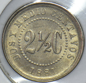 Colombia 1881 2 1/2 Centavos 490043 combine shipping