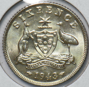 Australia 1943 D 6 Pence Kangaroo animal Emu 192760 combine shipping