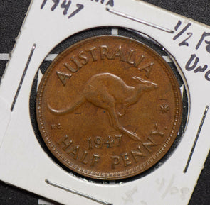 Australia 1947 1/2 Half Penny UNC 900045 combine shipping