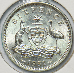 Australia 1951 6 Pence Kangaroo animal Emu 192751 combine shipping