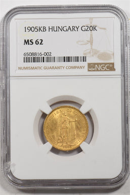 1905-KB Gold Hungary G20k NGC MS62 NG1735
