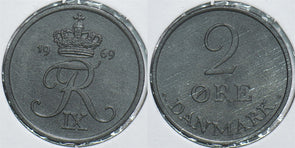 Denmark 1969 2 Ore Zinc 241031 combine shipping