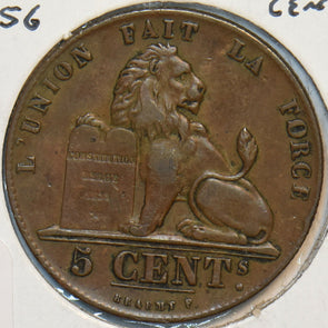 Belgium 1856 5 Centimes Lion animal 297043 combine shipping