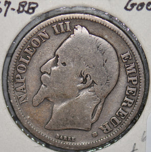 France 1867 BB 2 Francs silver  290033 combine shipping