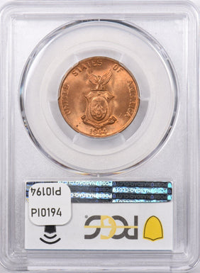 Philippines 1944 S Centavo PCGS MS 63 RED PI0194 RARE in red