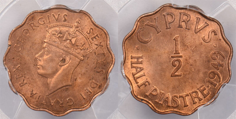 Cyprus 1949 1/2 Piastre PCGS MS 64 RED BROWN PI0047 combine shipping