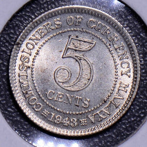Malaya and British Borneo 1943  5 Cents  UNC M0058 combine shipping