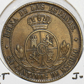 Spain 1868 OM 2 1/2 Centimos 4 point star. Jubia mint 491336 combine shipping