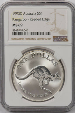 Australia 1993 C Dollar silver NGC MS 69 Kangaroo Reeded Eagle NG1485 combine sh