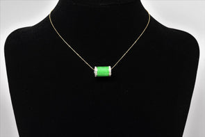 14K Gold Jade Diamond Pendant 3.77g Size 5/8 x 3/8 