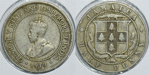 Jamaica 1919 1/2 Penny 198513 combine shipping