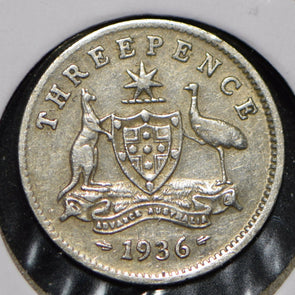 Australia 1936 3 Pence Kangaroo animal Emu  191335 combine shipping