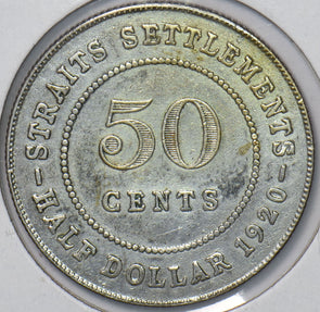 Straits Settlements 1920 50 Cents  291028 combine shipping