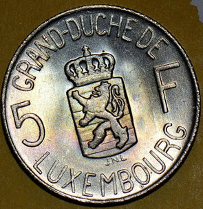 Luxembourg Y-37 1962 5 Frances BU Rainbow Toning L0007 combine shipping