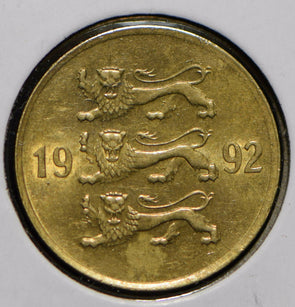 Estonia 1992 20 Senti Lion animal  900615 combine shipping