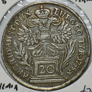 Austria 1755 20 Kreuzer Eagle animal Bohemia 490964 combine shipping