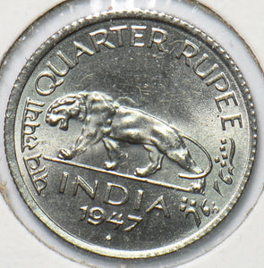 India British 1947 1/4 Rupee Indian tiger animal 294108 combine shipping