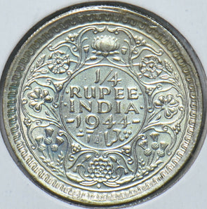 British India 1944 UNC 1/4 Rupee 294017 combine shipping