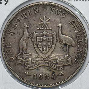 Australia 1934 2 Shillings Kangaroo animal Emu Florin 193525 combine shipping