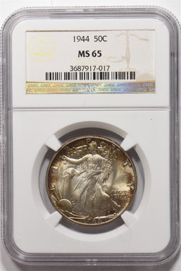 1944 Walking Liberty Half Dollar 90% silver STUNNING TONNING NGC MS65 NG1814