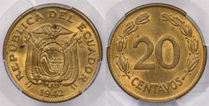 Ecuador 1942 20 Centavos PCGS MS 64 PI0036 combine shipping
