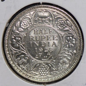 British India 1928 1/2 half Rupee silver  I0488 combine shipping
