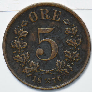 Norway 1876 5 Ore Lion animal 150712 combine shipping